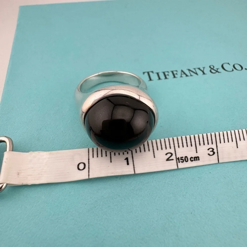 Tiffany & Co. Elsa Peretti Black Jade Cabochon Ring 15.5mm Size 5
